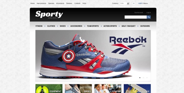 спортивный шаблон zencart
