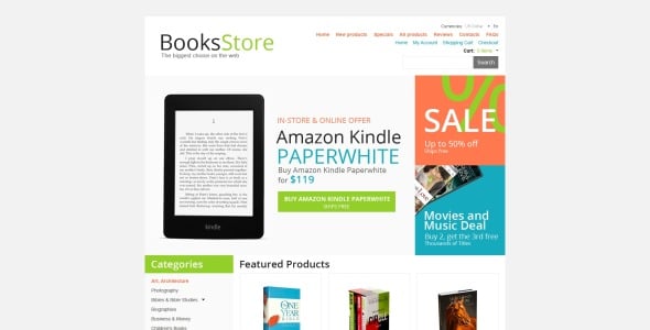книжный магазин zencart шаблон