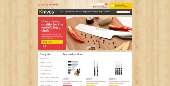 острые ножи шаблон zencart