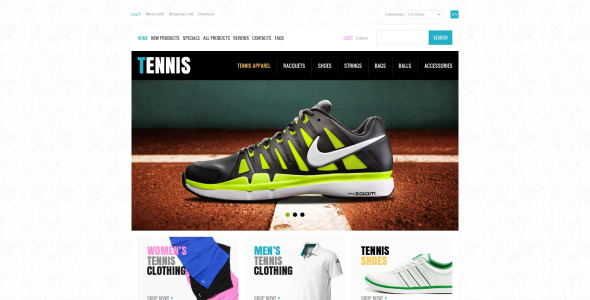теннисный магазин zencart шаблон