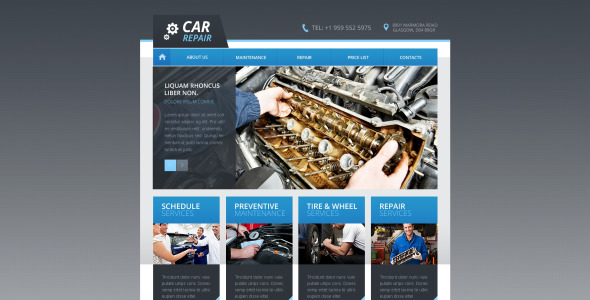 отзывчивый шаблон сайта для ремонта автомобилей