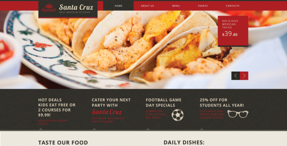 отзывчивый шаблон сайта мексиканского ресторана