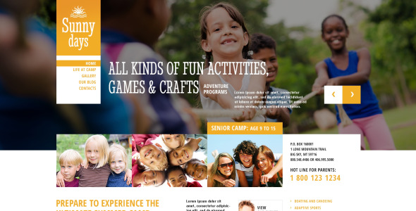 летний лагерь отзывчивая тема wordpress