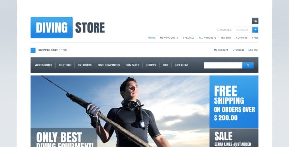 шаблон dive &amp; discover zencart