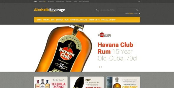 качественный алкогольный шаблон opencart