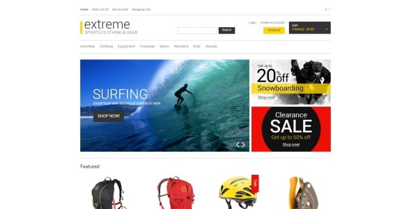 снаряжение для экстремальных увлечений шаблон opencart