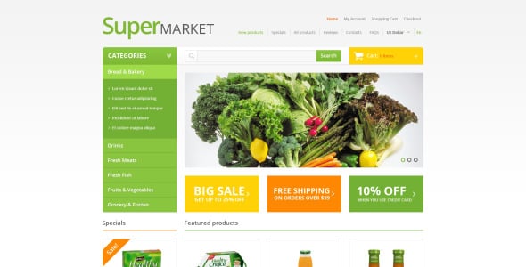 продуктовый магазин zencart шаблон