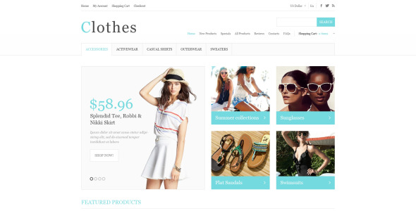 летняя одежда шаблон zencart