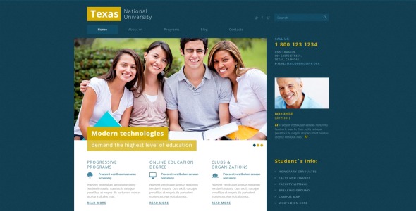 современный и модный университетский шаблон joomla