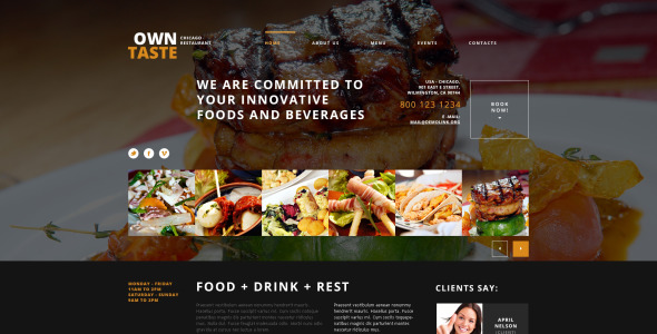 кафе и ресторан отзывчивая тема wordpress