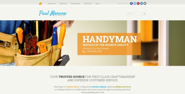 правильные услуги разнорабочего шаблон joomla