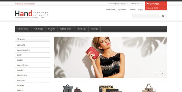 сумочка отзывчивая тема magento