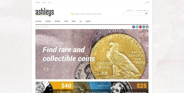 магазин нумизмата тема magento