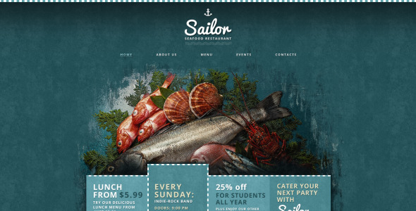 ресторан морепродуктов отзывчивый шаблон сайта