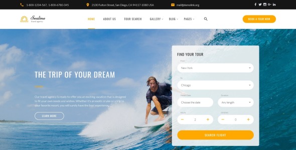 sealine travel agency многостраничный html шаблон сайта