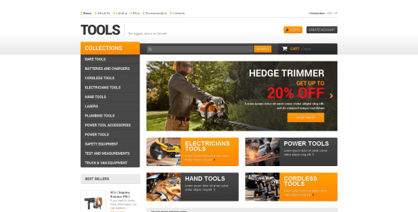 инструменты и оборудование отзывчивая тема shopify