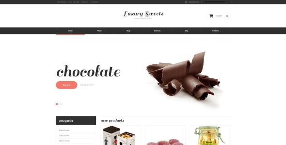 сладкий магазин отзывчивая тема woocommerce