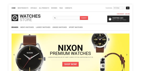 шаблон магазина часов zencart