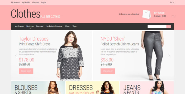 плюс размер одежды magento theme