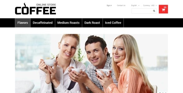 крепкий кофе prestashop тема