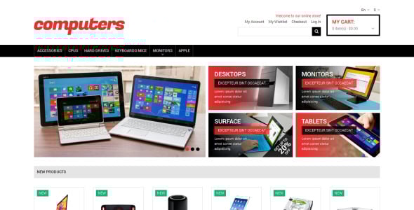 компьютерный магазин отзывчивая тема magento