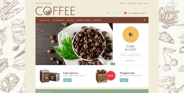 чашка кофе magento тема