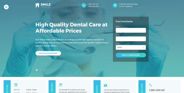 адаптивный шаблон сайта стоматологии