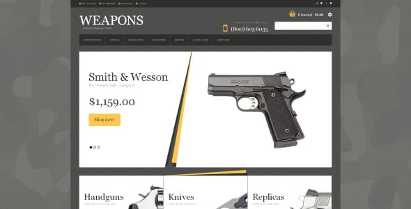 gun shop отзывчивая тема magento