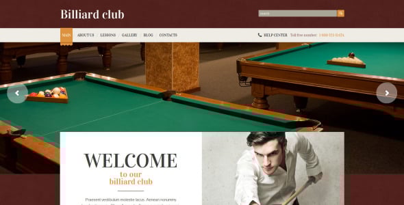бильярд отзывчивая тема wordpress