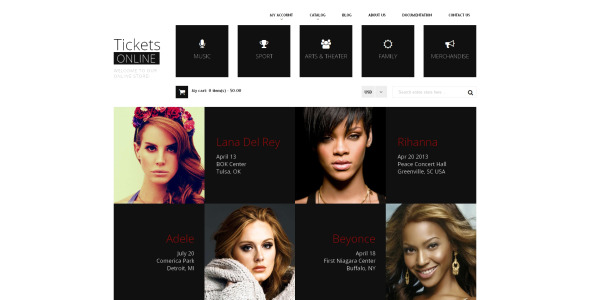 сайт билетов отзывчивая тема shopify
