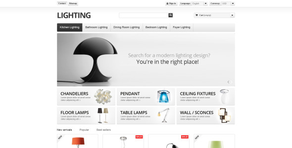 освещение интерьера prestashop тема