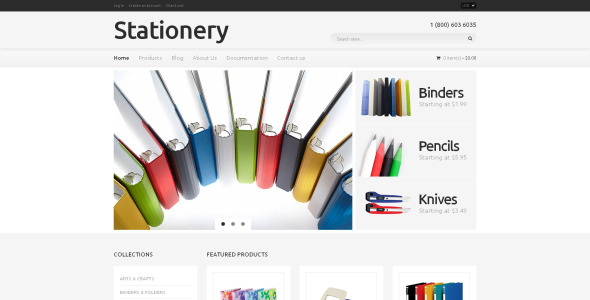 канцелярские принадлежности отзывчивая тема shopify