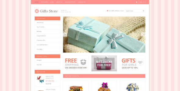 магазин подарков отзывчивая тема shopify