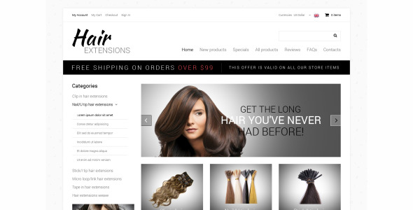 парикмахерская zencart шаблон