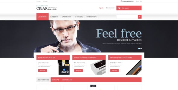 магазин электронных сигарет prestashop тема