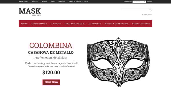 Masquerade Mask VirtueMart Template