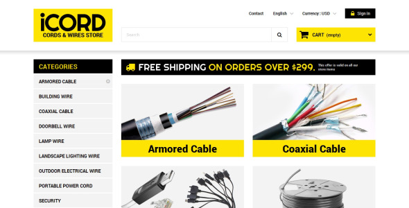 шнуры провода магазин prestashop тема