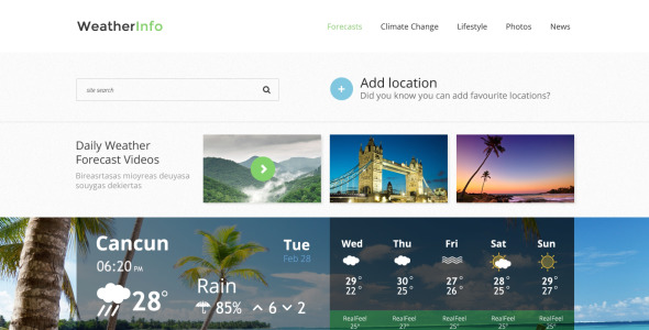 погодный адаптивный шаблон сайта
