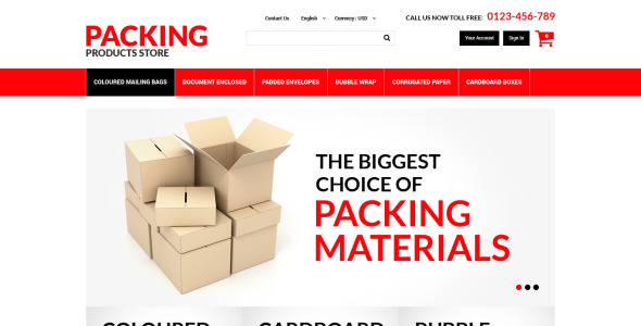 упаковка продукции prestashop тема