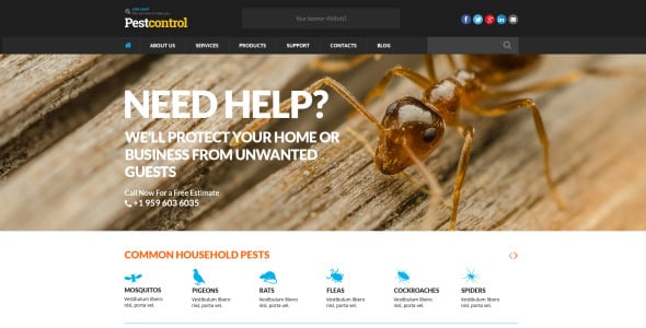 адаптивный шаблон веб-сайта для борьбы с вредителями