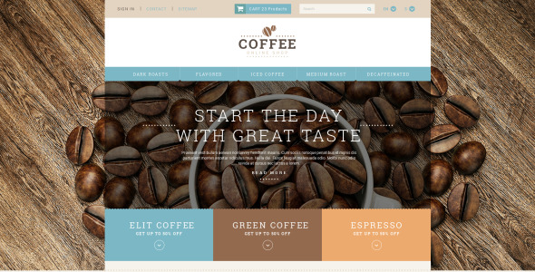 кофейня отзывчивая тема prestashop