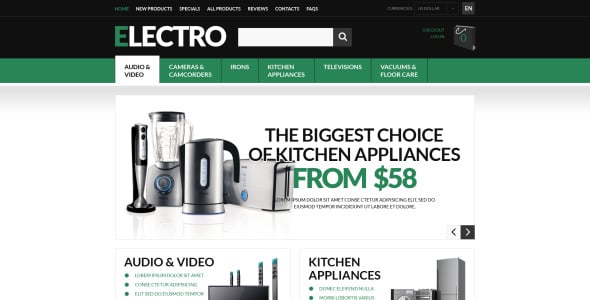 инновационный шаблон zencart для домашней электроники