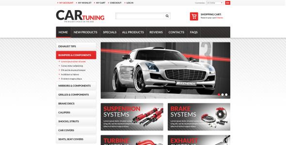 шаблон тюнинга автомобиля zencart