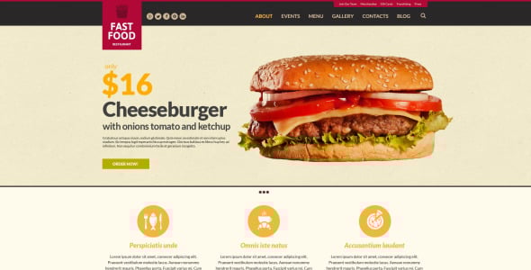 адаптивный шаблон сайта ресторана быстрого питания