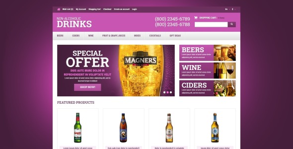 food &amp; drink отзывчивый шаблон opencart