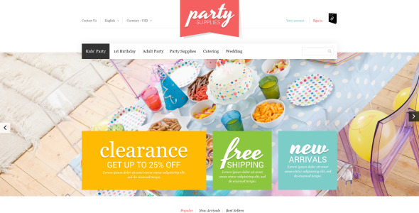 kids party supplies prestashop theme