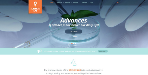 научная лаборатория wordpress тема