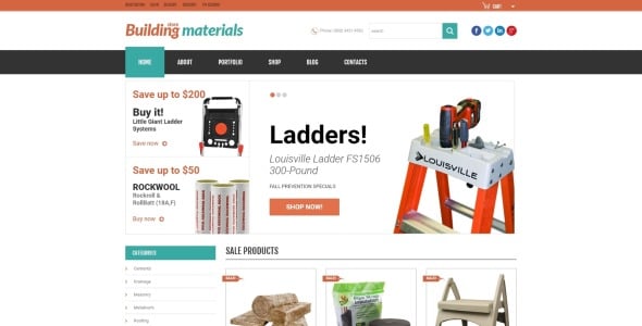 универсальные строительные материалы тема woocommerce