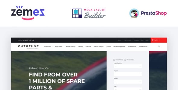 автозапчасти электронная коммерция шаблон prestashop тема