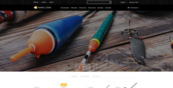 рыболовные принадлежности тема prestashop